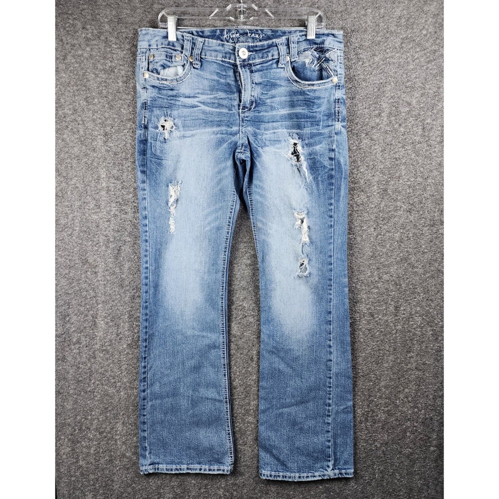 Ariya Jeans Jeans Womens 15/16 Bootcut Blue Distressed Embroidered EUC